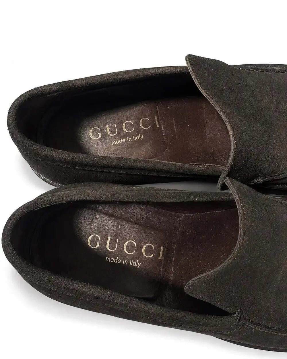 Gucci Mens Black Suede Square Toe Apron Loafers Slip On Shoes EU 46 US 12.5